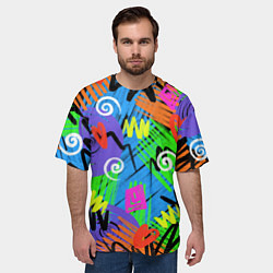 Футболка оверсайз мужская Яркий геометрический принт, цвет: 3D-принт — фото 2