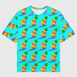 Футболка оверсайз мужская PINEAPPLE ON A SKATEBOARD, цвет: 3D-принт