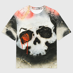 Футболка оверсайз мужская Череп на поверхности в красках - Красный, цвет: 3D-принт