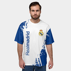 Футболка оверсайз мужская Реал Мадрид краска, цвет: 3D-принт — фото 2