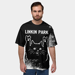 Футболка оверсайз мужская Группа Linkin Park и Рок Кот, цвет: 3D-принт — фото 2