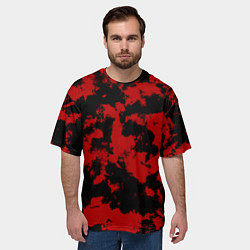 Футболка оверсайз мужская Черно-красная абстракция, цвет: 3D-принт — фото 2