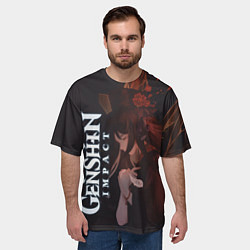 Футболка оверсайз мужская Ху Тао-хозяйка ритуального бюро, цвет: 3D-принт — фото 2