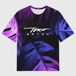 Футболка оверсайз мужская Tokio Hotel Neon Monstera, цвет: 3D-принт