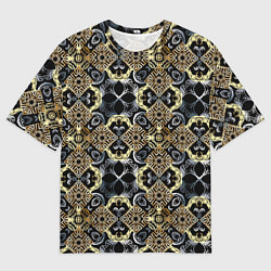 Футболка оверсайз мужская BLACK AND GOLD узоры, цвет: 3D-принт