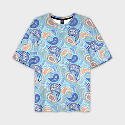 Футболка оверсайз мужская Турецкий огурец Turkish cucumber blue pattern, цвет: 3D-принт