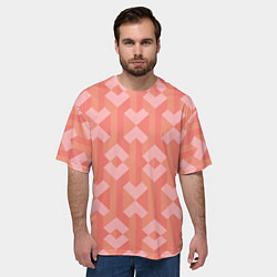 Футболка оверсайз мужская Геометрический узор розового цвета geometric pink, цвет: 3D-принт — фото 2