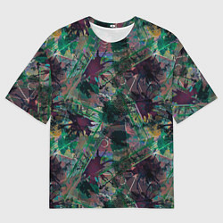 Футболка оверсайз мужская Абстрактный гранжевый принт с кляксами и штрихами, цвет: 3D-принт