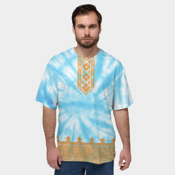 Футболка оверсайз мужская Славянская тай-дай рубаха, цвет: 3D-принт — фото 2