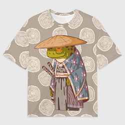 Футболка оверсайз мужская Самурай-лягушка воин, цвет: 3D-принт