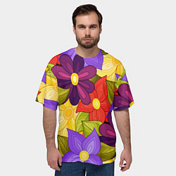 Футболка оверсайз мужская MULTICOLORED PANSIES, цвет: 3D-принт — фото 2
