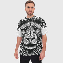 Футболка оверсайз мужская Черно белый Африканский Лев Black and White Lion, цвет: 3D-принт — фото 2