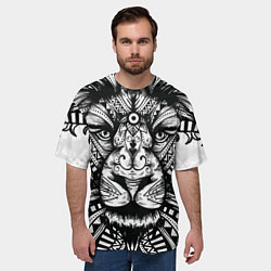 Футболка оверсайз мужская Черно белый Африканский Лев Black and White Lion, цвет: 3D-принт — фото 2