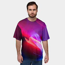 Футболка оверсайз мужская Неоновая палитра цветов - Красный, цвет: 3D-принт — фото 2