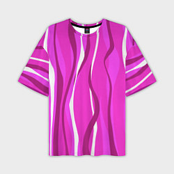 Футболка оверсайз мужская Розовые полосы, цвет: 3D-принт