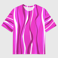 Футболка оверсайз мужская Розовые полосы, цвет: 3D-принт