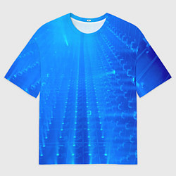 Футболка оверсайз мужская Неоновый фонари и лучи - Синий, цвет: 3D-принт