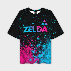 Мужская футболка оверсайз Zelda Neon Triforce