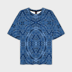 Футболка оверсайз мужская Gray blue ethnic arabic ornament, цвет: 3D-принт