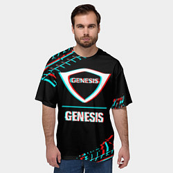 Футболка оверсайз мужская Значок Genesis в стиле Glitch на темном фоне, цвет: 3D-принт — фото 2