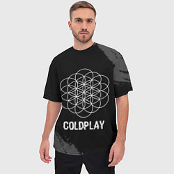 Футболка оверсайз мужская Coldplay Glitch на темном фоне, цвет: 3D-принт — фото 2