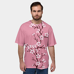Футболка оверсайз мужская Нежность сакуры, цвет: 3D-принт — фото 2
