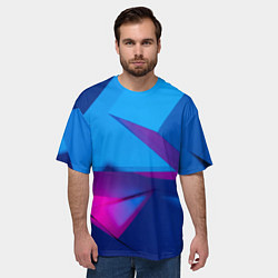 Футболка оверсайз мужская Абстрактные геометрические фигуры - Синий, цвет: 3D-принт — фото 2
