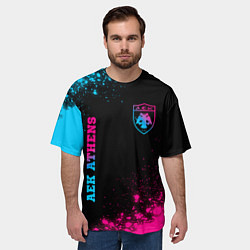 Футболка оверсайз мужская AEK Athens - Neon Gradient, цвет: 3D-принт — фото 2