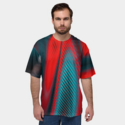 Футболка оверсайз мужская Абстрактная неоновая наноброня - Красный, цвет: 3D-принт — фото 2