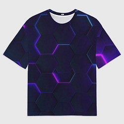 Мужская футболка оверсайз Фигурный фиолетовый фон