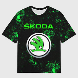 Футболка оверсайз мужская SKODA - ЗЕЛЕНЫЕ БРЫЗГИ, цвет: 3D-принт