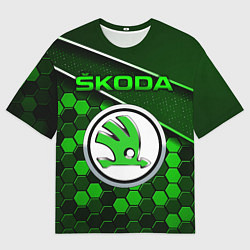 Футболка оверсайз мужская ШКОДА - Зеленая техно броня, цвет: 3D-принт