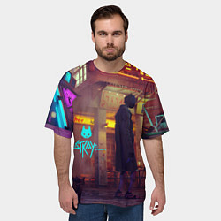 Футболка оверсайз мужская Stray Cat x Robots, цвет: 3D-принт — фото 2