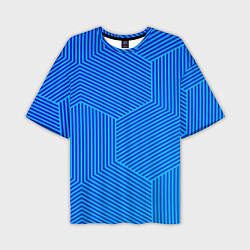 Мужская футболка оверсайз Blue geometry линии