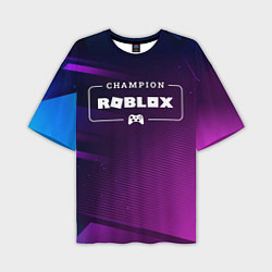 Футболка оверсайз мужская Roblox Gaming Champion: рамка с лого и джойстиком, цвет: 3D-принт