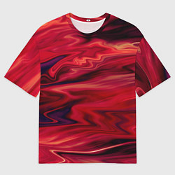 Футболка оверсайз мужская Красный абстрактный модный узор, цвет: 3D-принт