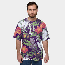 Футболка оверсайз мужская Оранжевые Цветы Сада, цвет: 3D-принт — фото 2