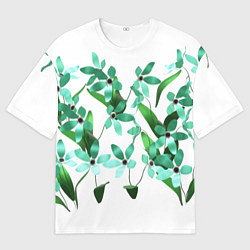 Футболка оверсайз мужская Flowers green light, цвет: 3D-принт