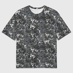 Футболка оверсайз мужская Темно серый графитовый с текстурой камня, цвет: 3D-принт