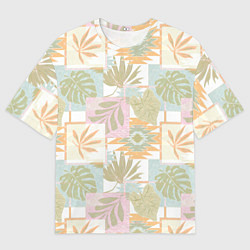 Футболка оверсайз мужская Этнический, тропический лоскутный, цвет: 3D-принт