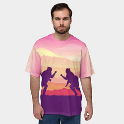 Футболка оверсайз мужская Сумо поединок на рассвете, цвет: 3D-принт — фото 2