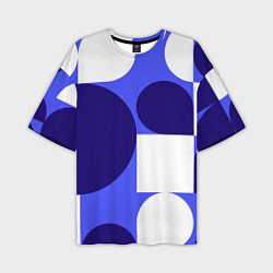 Футболка оверсайз мужская Абстрактный набор геометрических фигур - Синий фон, цвет: 3D-принт