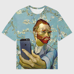 Мужская футболка оверсайз Ван Гог Селфи - Арт Портрет
