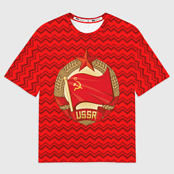 Футболка оверсайз мужская Флаг СССР серп и молот, цвет: 3D-принт