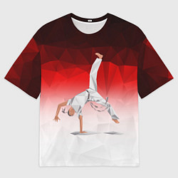 Футболка оверсайз мужская Капоэйра на одной руке, цвет: 3D-принт
