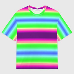 Футболка оверсайз мужская Яркие разноцветные размытые полосы, цвет: 3D-принт