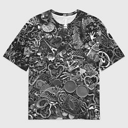 Футболка оверсайз мужская Металлические шильдики и брелоки - стимпанк, цвет: 3D-принт