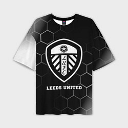 Футболка оверсайз мужская Leeds United sport на темном фоне, цвет: 3D-принт