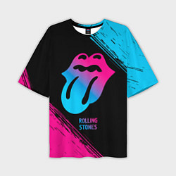 Футболка оверсайз мужская Rolling Stones - neon gradient, цвет: 3D-принт