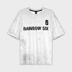 Футболка оверсайз мужская Rainbow Six glitch на светлом фоне: символ сверху, цвет: 3D-принт